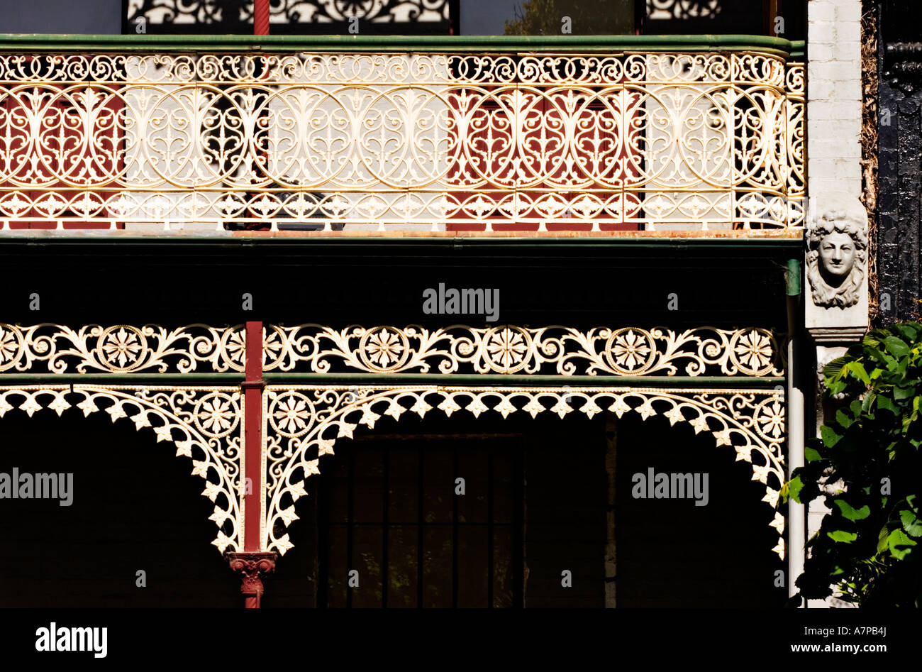 Melbourne Architettura / Dettaglio facciata di un periodo Vittoriano terrazza home.Location Carlton Melbourne Victoria Australia. Foto Stock