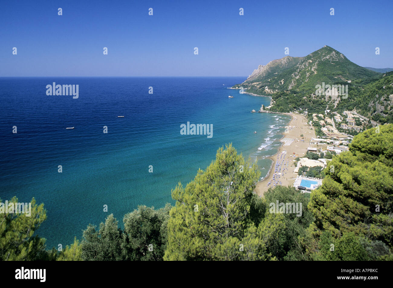 La Grecia, l'isola di Corfù, Glyfada Beach Foto Stock