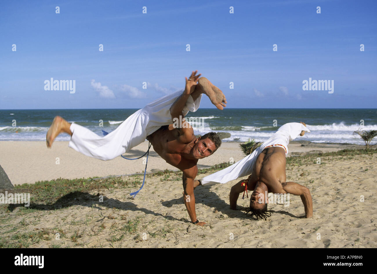 Il Brasile, Stato di Bahia, la tipica danza capoeira Foto Stock