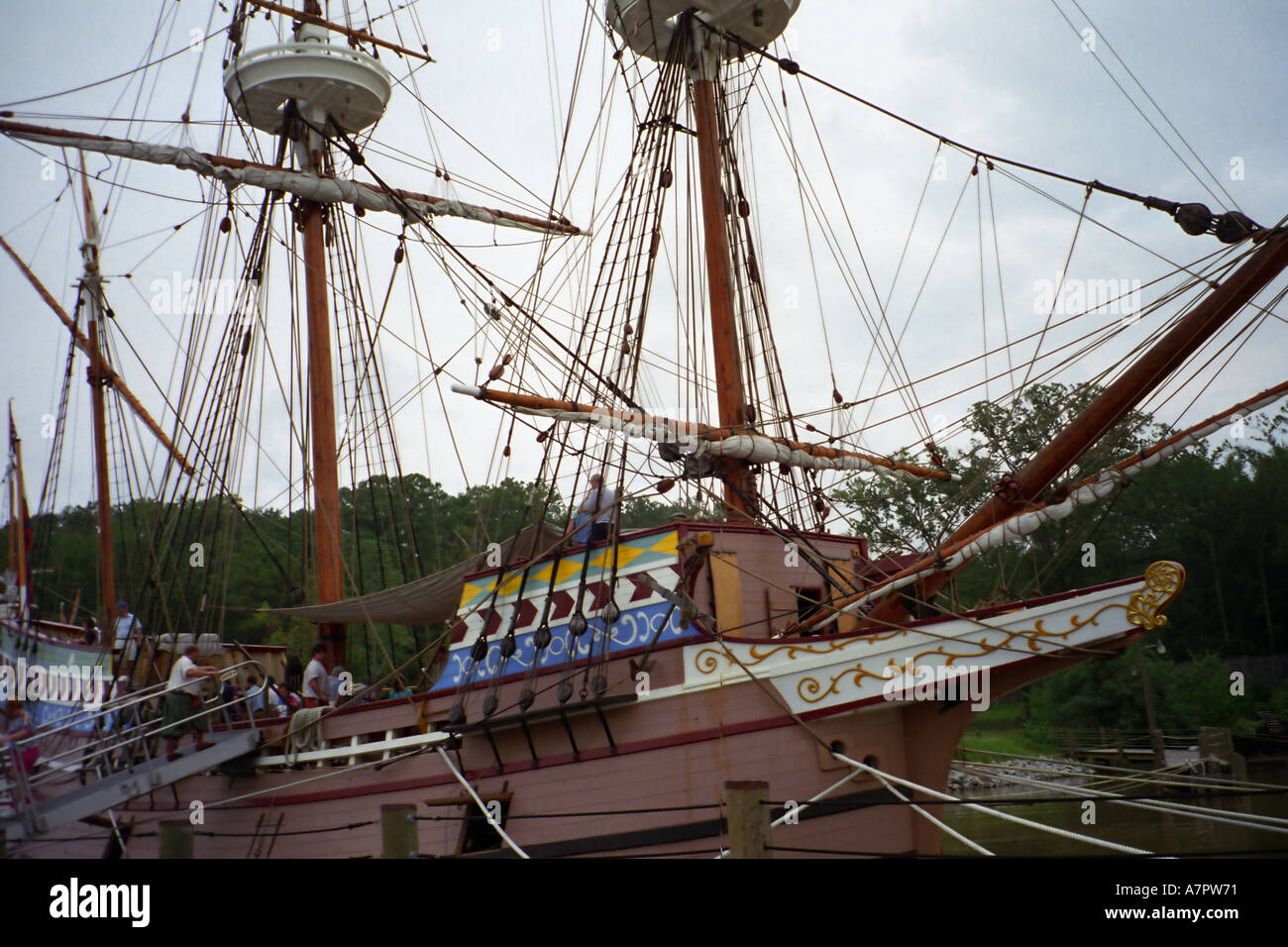 Addio nave di Jamestown coloni in Jamestown Virginia STATI UNITI D'AMERICA Foto Stock