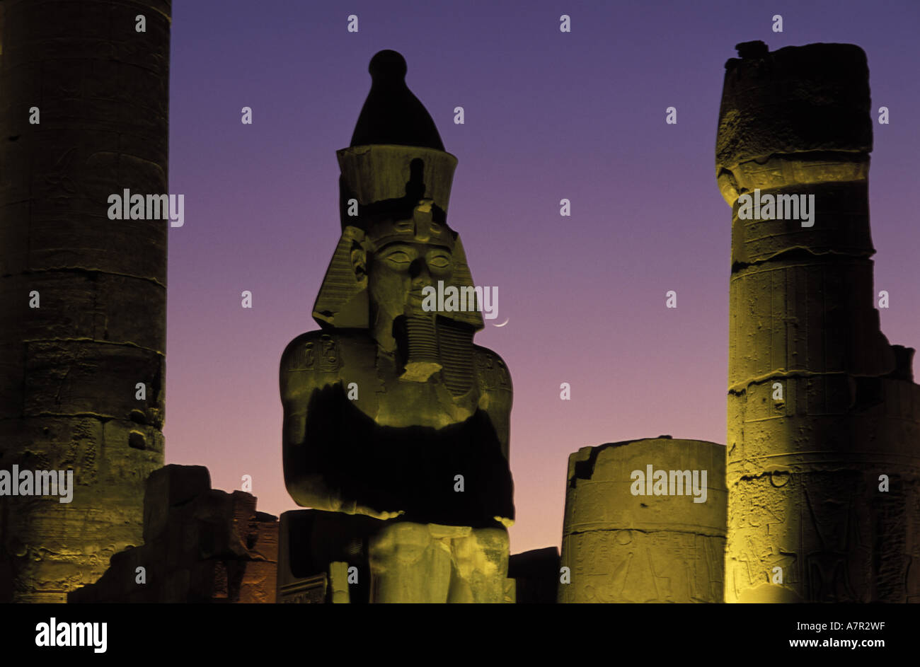 Egitto Luxor tempio di Luxor, colossale statua di Ramsete II all'ingresso del 2° pilone Foto Stock
