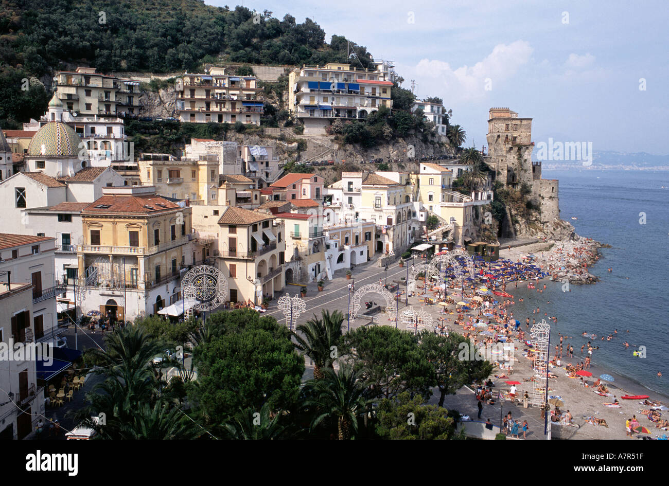Città di mare Cetara sulla costa di Amalfi Italia Foto Stock