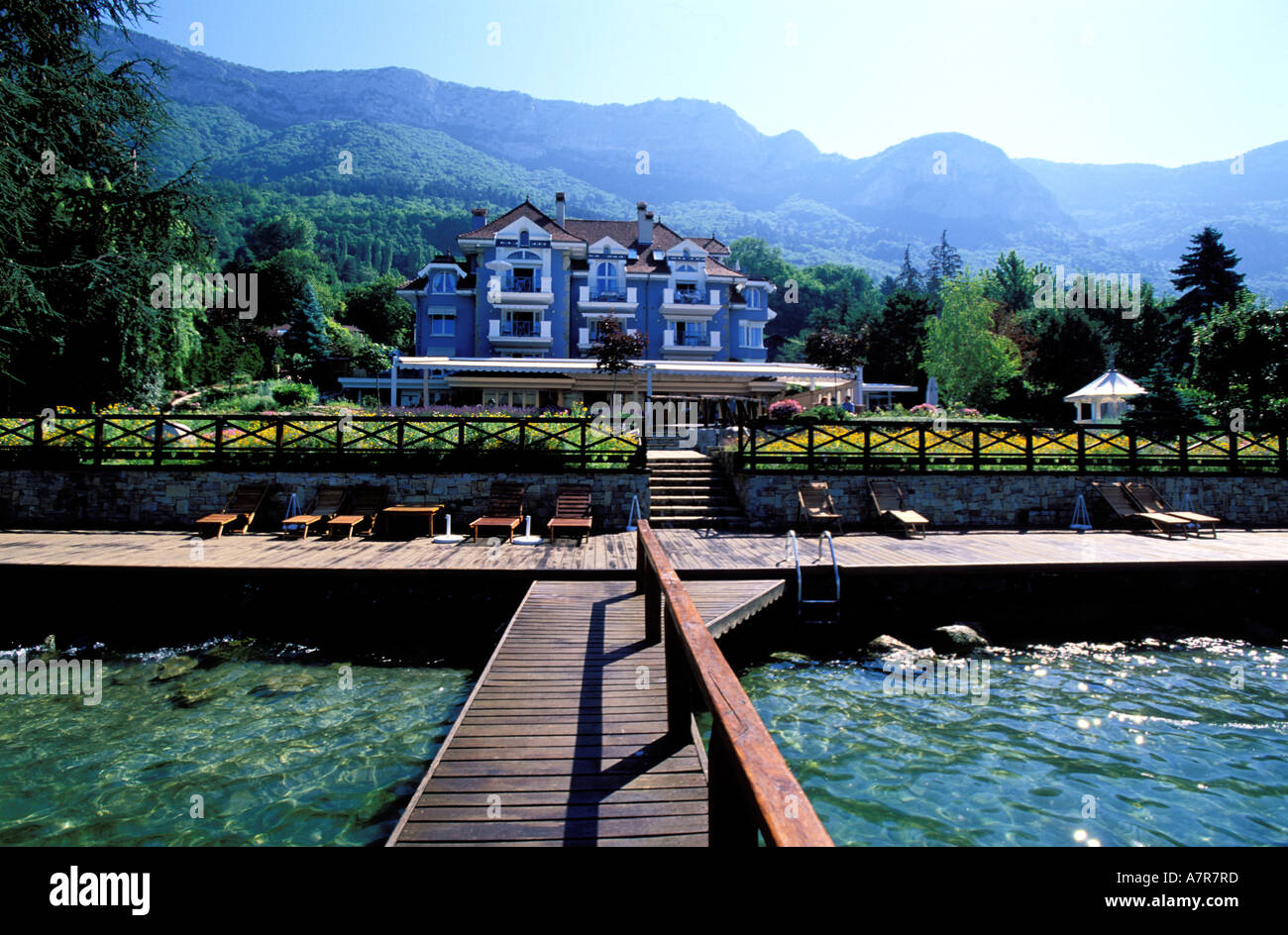 Francia, Haute Savoie, Veyrier, ristorante di Marc Veyrat sulle rive del lago di Annecy Foto Stock