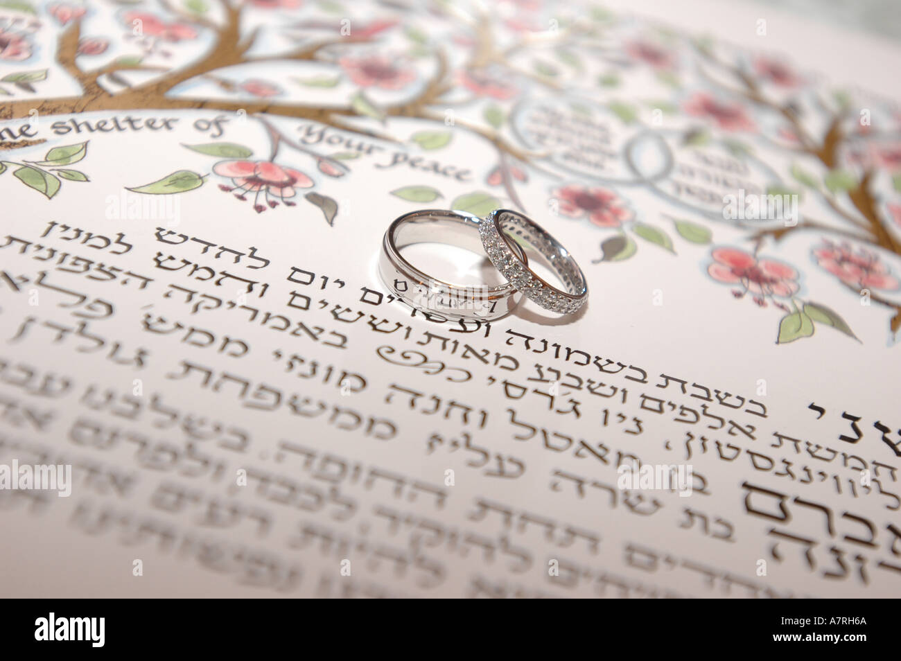 La Ketubah è un contratto di matrimonio tipico dei matrimoni ebraico Foto Stock