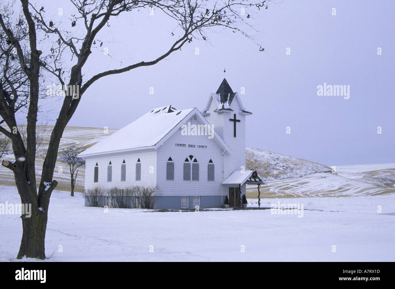 Nord America, Stati Uniti d'America, Washington, Whitman County. Paese Bibbia Chiesa vicino alla città di polverose. Foto Stock