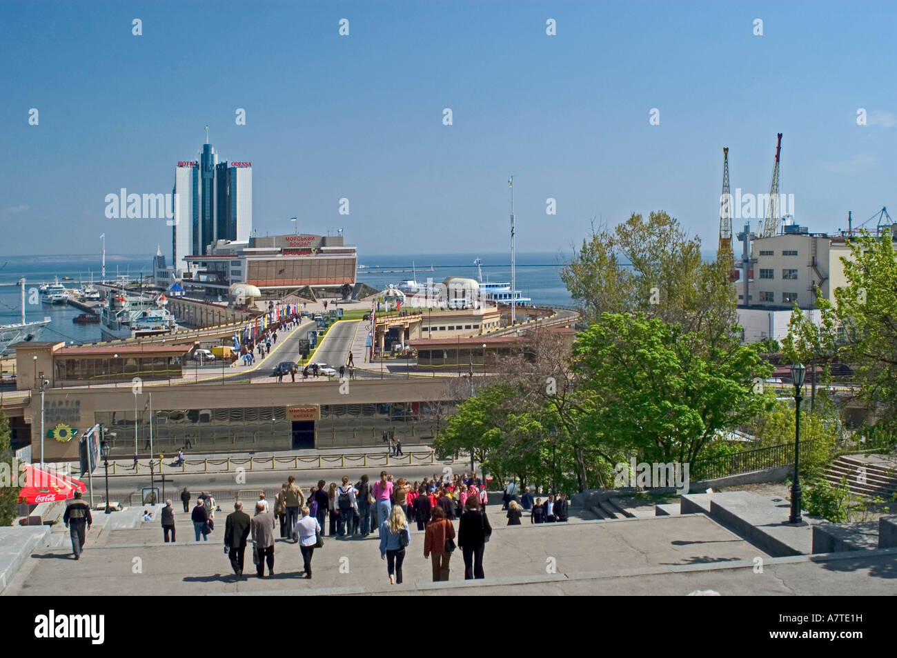 Angolo di alta vista del porto nella città di Odessa Oblast di Odessa Ucraina Foto Stock