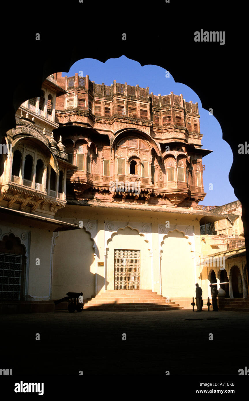 India Rajasthan, Jodhpur, Forte Mehrangarh Foto Stock