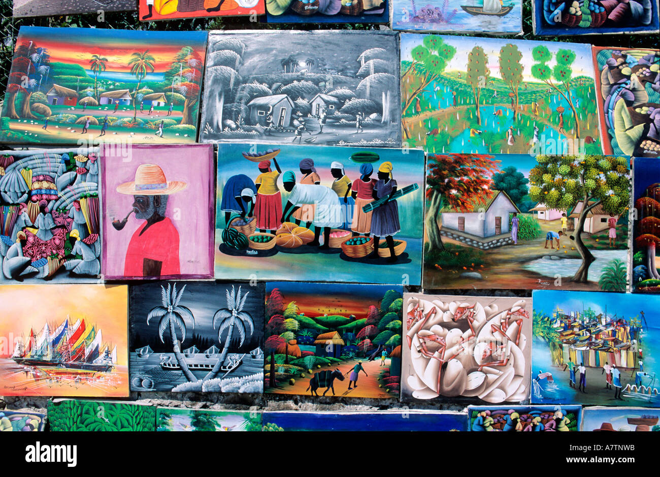 Haiti, Port au Prince, pittura naif Foto Stock