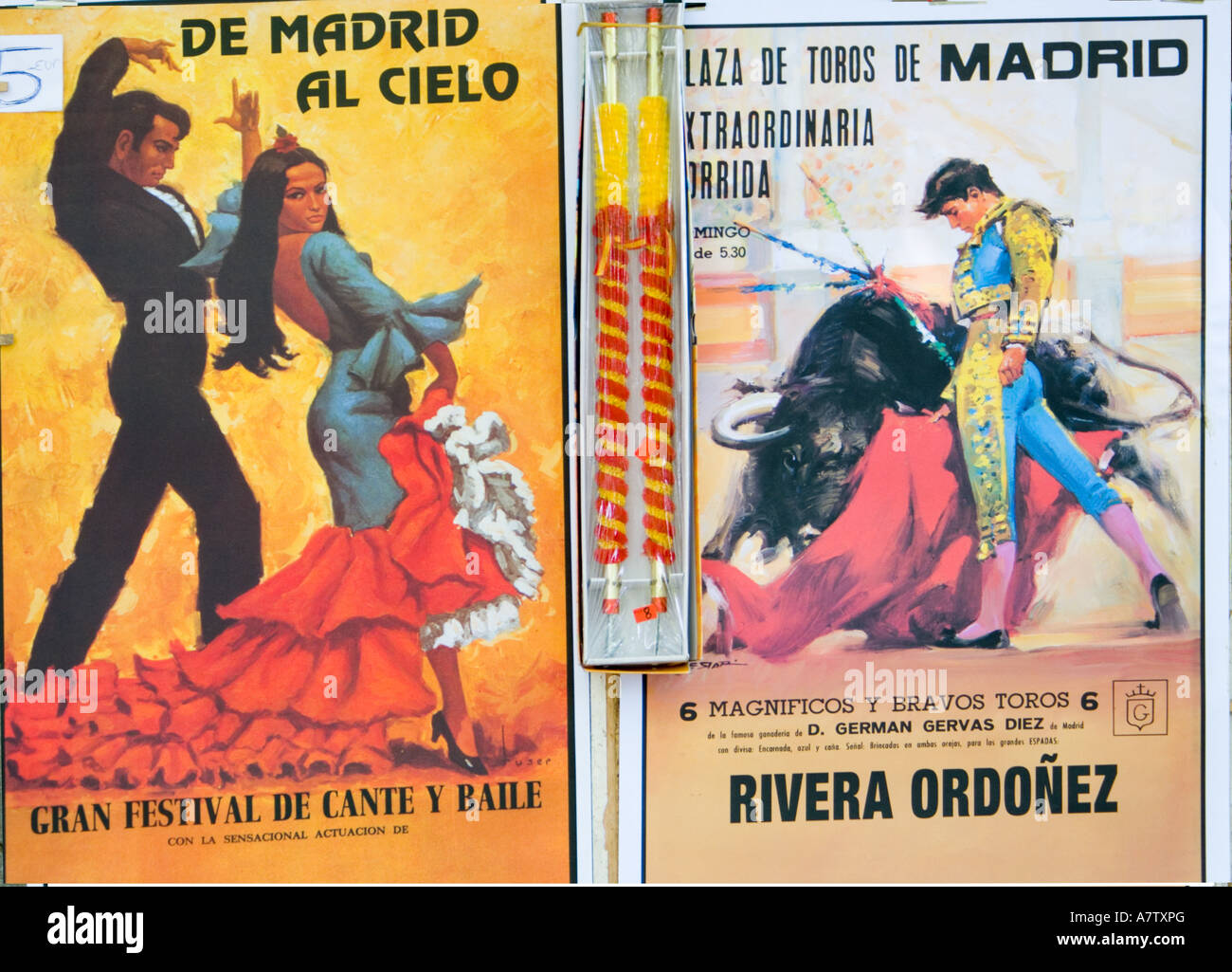 Corrida spagnola e Flamenco poster da Madrid Spagna Foto Stock