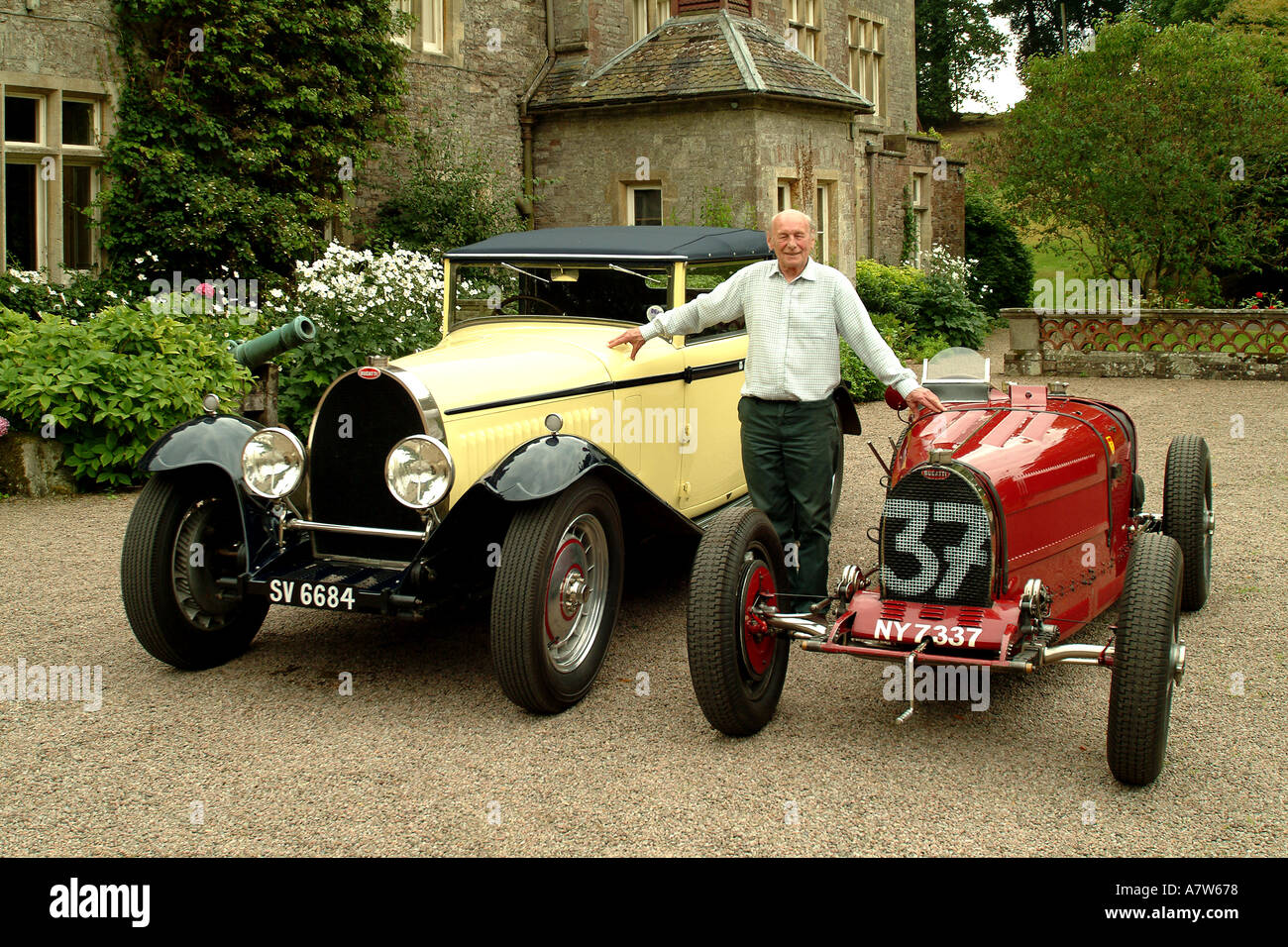 Signore Raglan con la sua Bugatti auto d'Epoca Foto Stock