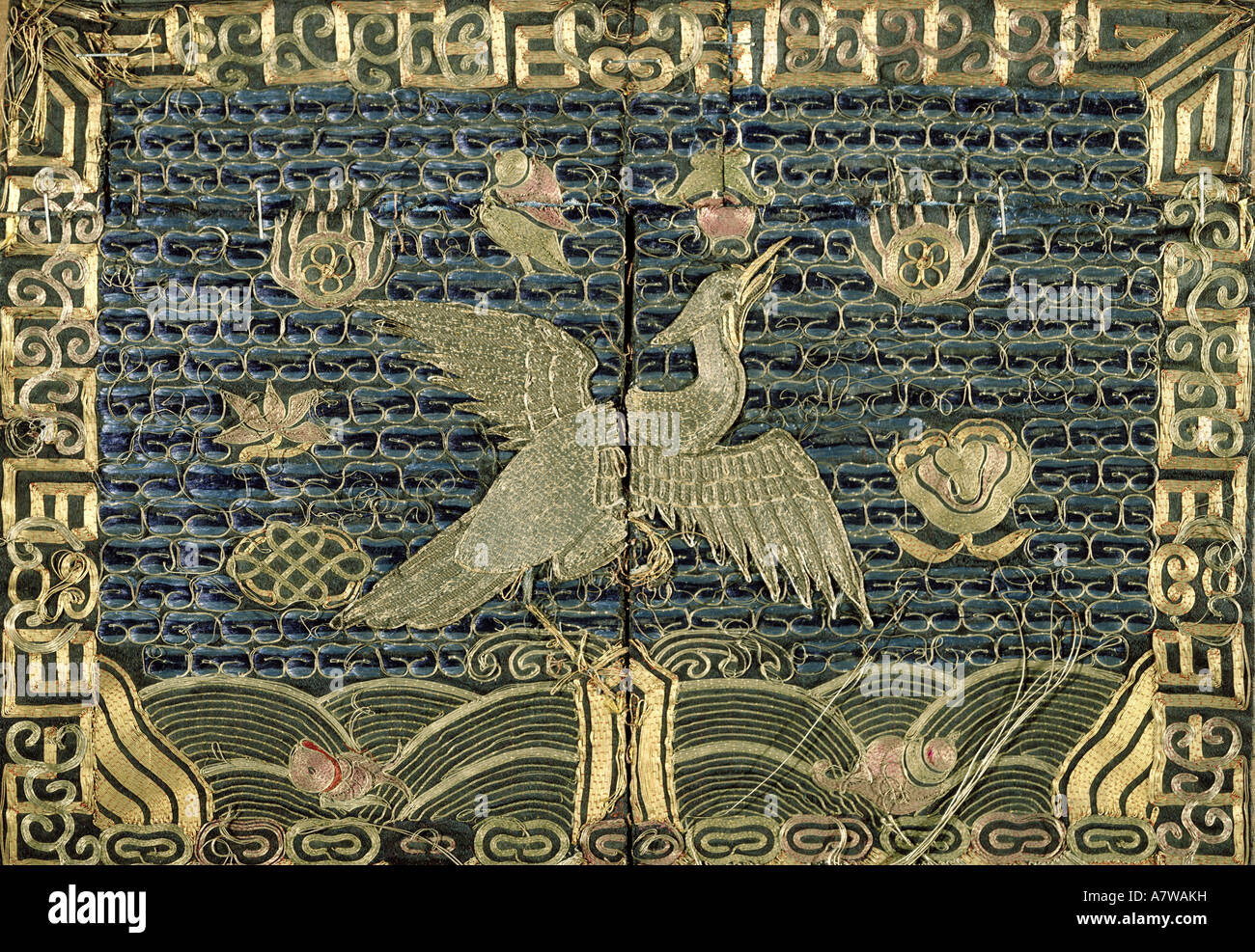 Belle arti, Giappone, tessili, rising Phoenix, rilievo ricamo, circa 1900, Lehmann raccolta, Esens, , artista del diritto d'autore non deve essere cancellata Foto Stock