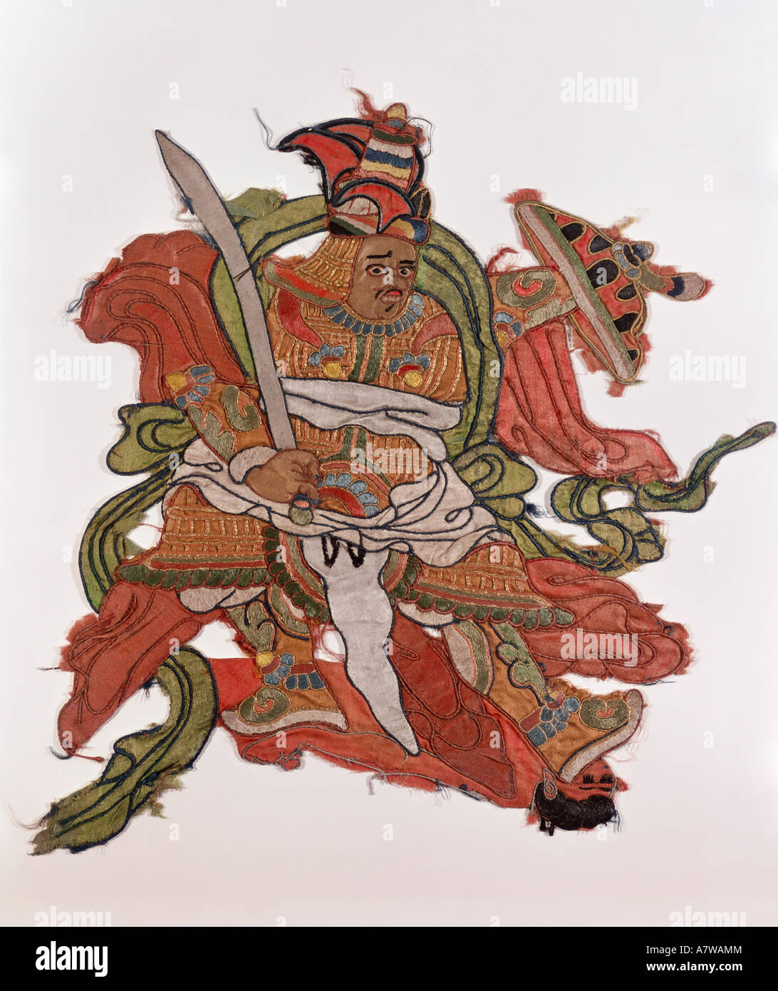 Belle arti, Tibet, tessuti di seta, mago, dancing dress, applicazione del XIX secolo, collezione etnologica Zürich, , artista del diritto d'autore non deve essere cancellata Foto Stock