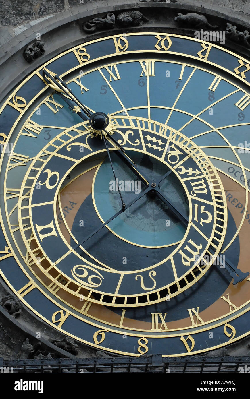 Il municipio vecchio, orologio astronomico di Praga, Repubblica Ceca Foto Stock