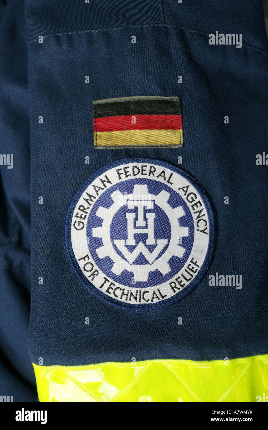 Emblema della protezione civile del team 'Technisches Hilfswerk' Foto Stock