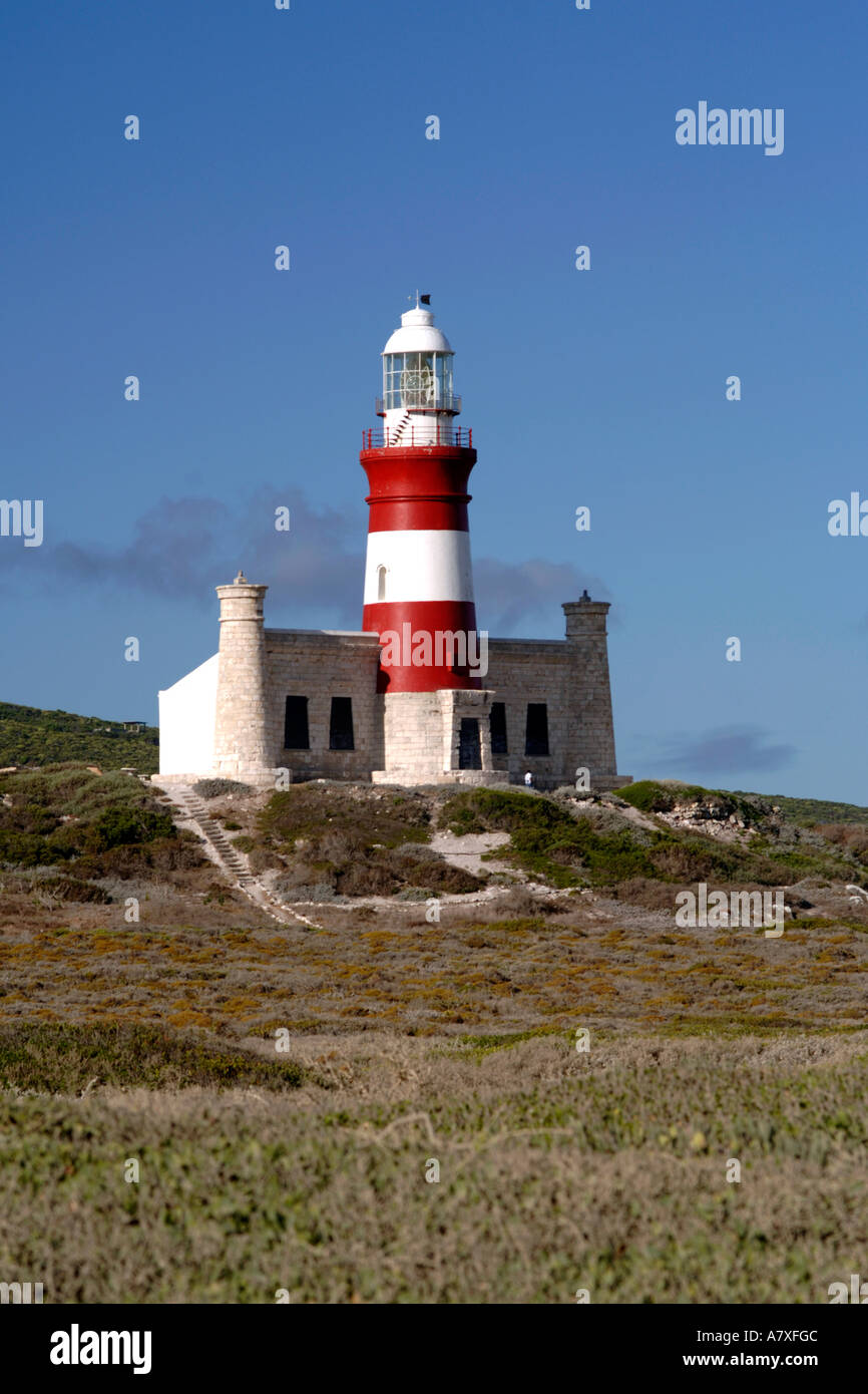 Il faro di Cape Agulhas, la punta più meridionale dell'Africa. Foto Stock