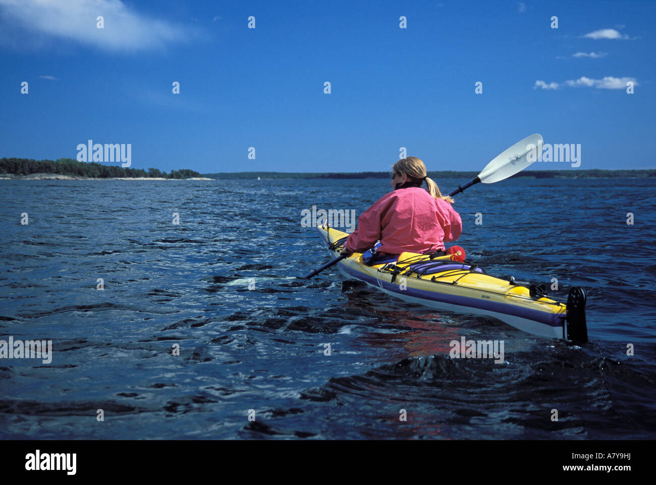 La Svezia, arcipelago di Stoccolma. Kayak di mare. (MR) Foto Stock