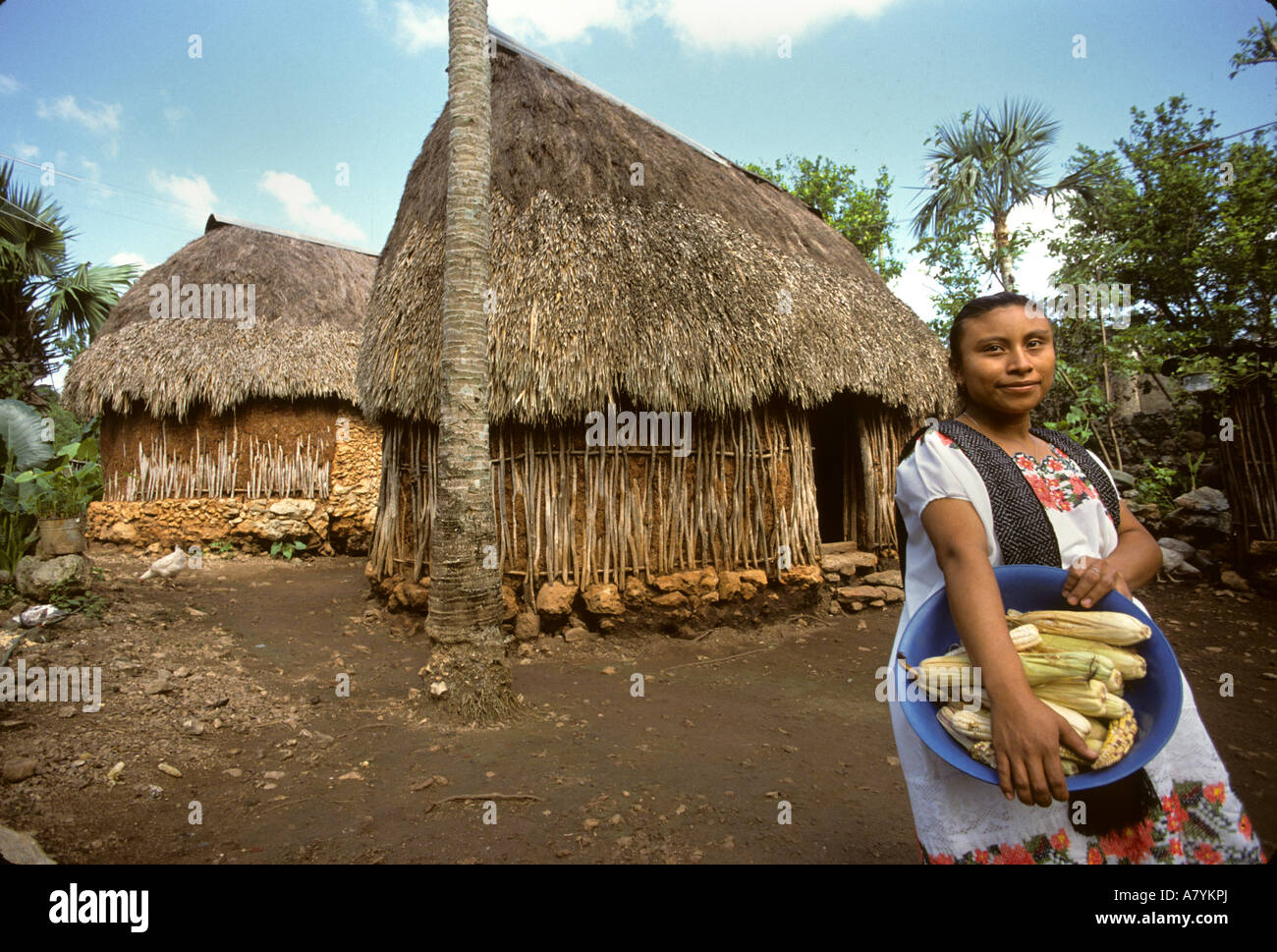 Maya vita quotidiana, Telchaquillo, Messico Foto Stock