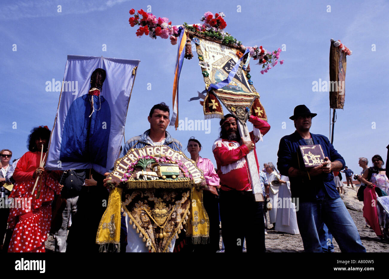 Francia, Bouches du Rhone, gipsy pellegrinaggio a Saintes Maries de la Mer Foto Stock