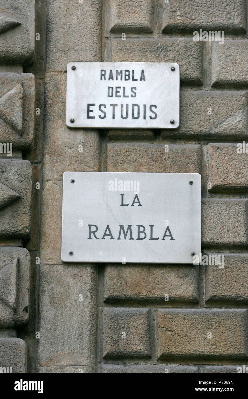 Rambla dels Estudis Barcellona Spagna Europa Foto Stock