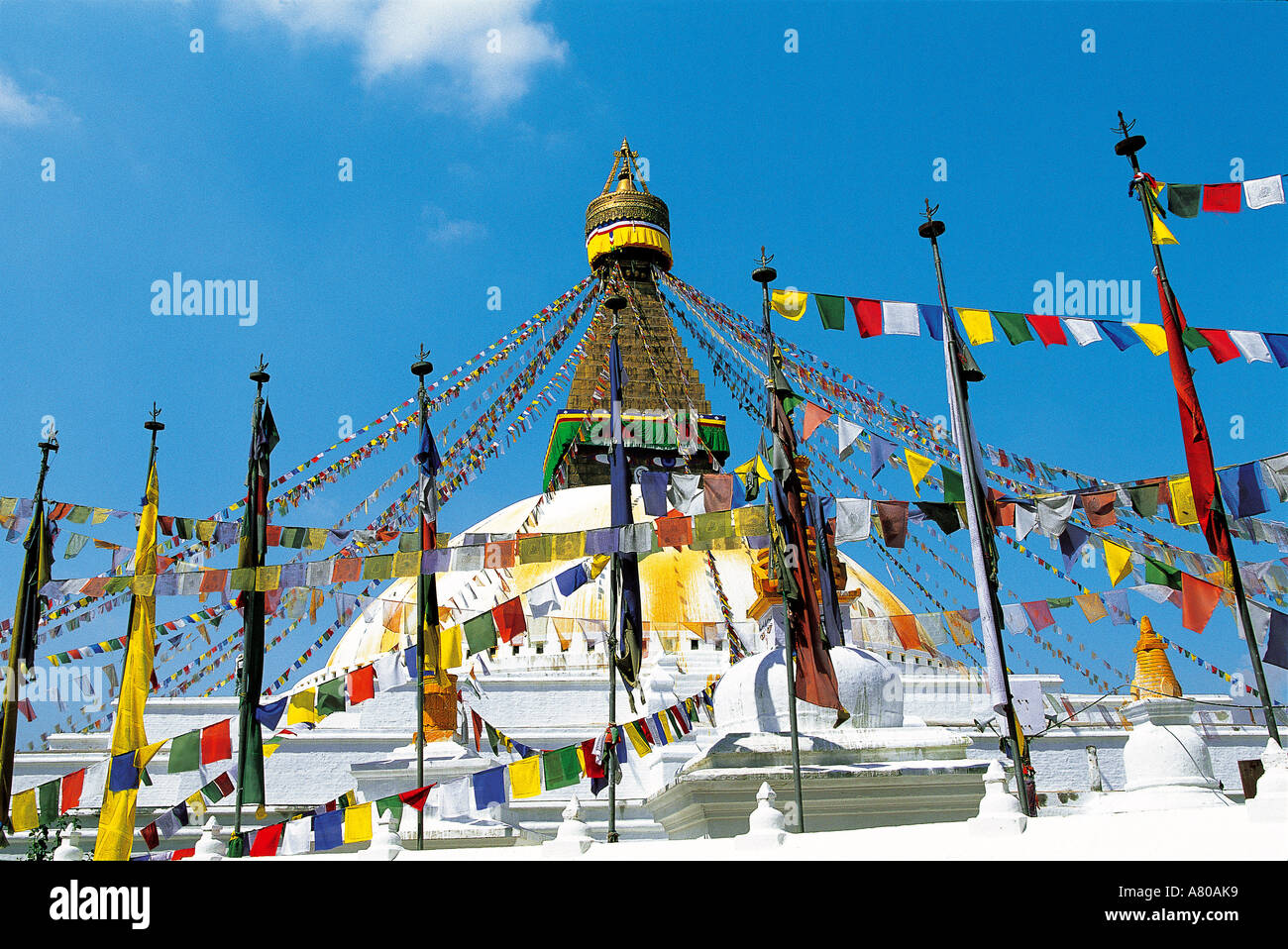 Cina, Nepal Katmandu, stupa di Bodhnath (chiamato anche Jaroungkhasor) Foto Stock