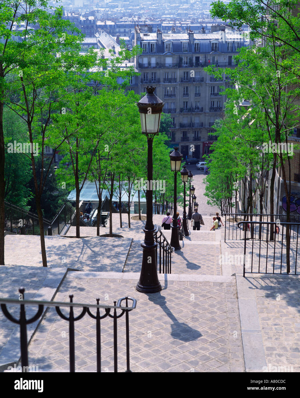 Les Escaliers de la Butte Montmartre Parigi Francia Foto Stock