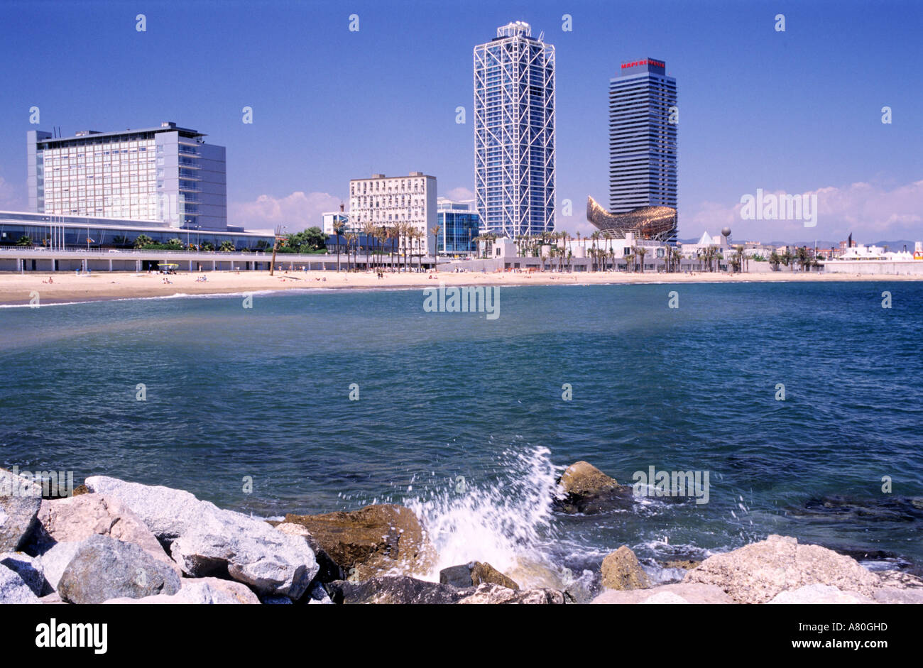 In Spagna, in Catalogna, Barcellona, Barceloneta Beach Foto Stock