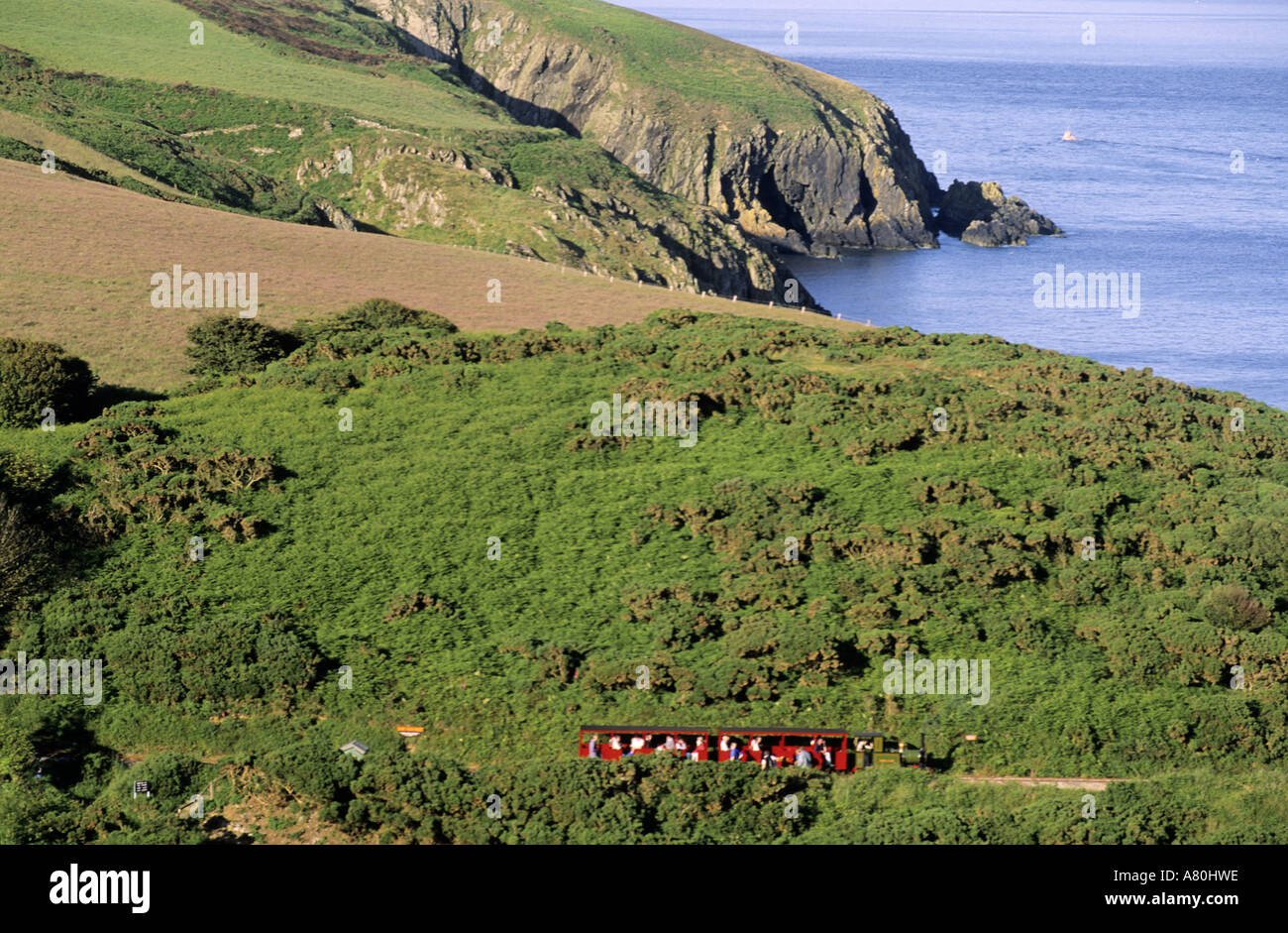 Regno Unito Isola di Man, treno a vapore Foto Stock
