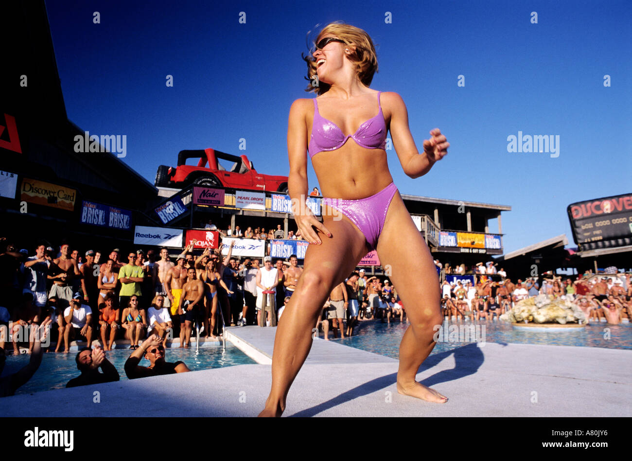 Stati Uniti, Florida, Panama city, Spring Break, la vela club, bikini contest Foto Stock