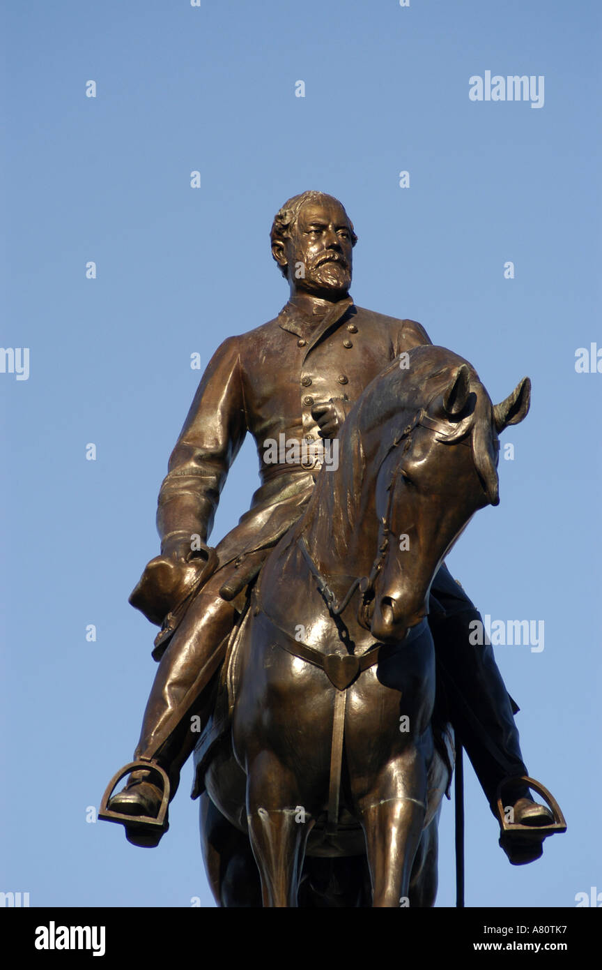 Il generale Robert e Lee statua monumento Avenue, Richmond Virginia monumento ave, guerra civile americana hero Foto Stock