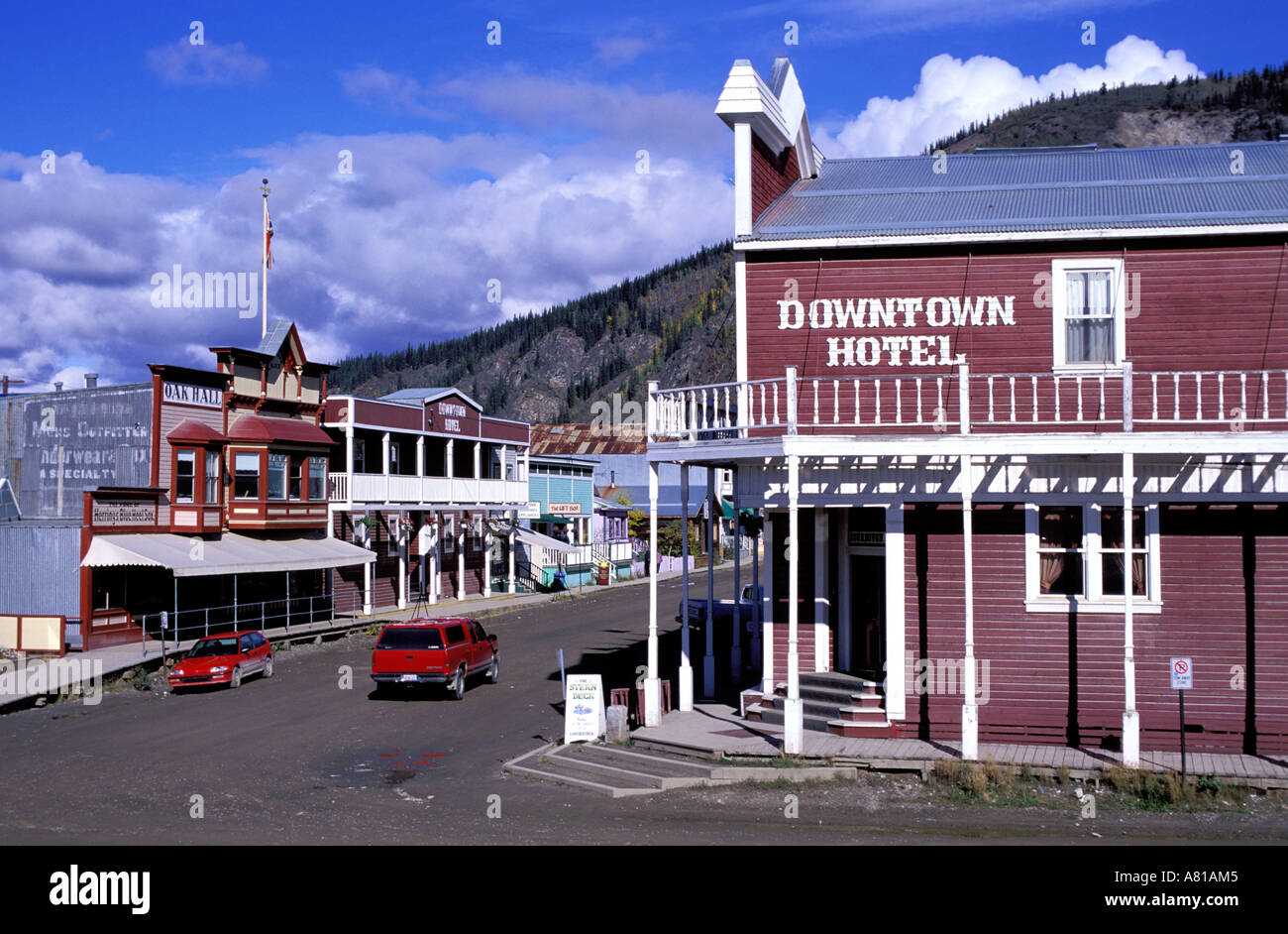 Canada, Yukon, Dawson City e il suo stile Western frontsides Foto Stock