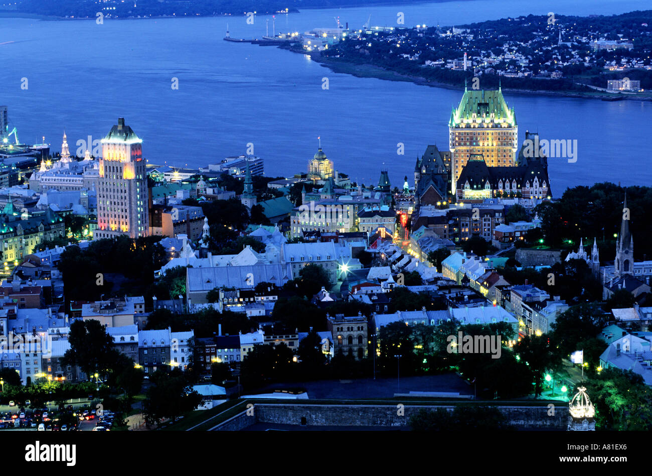Canada, Québec, Provincia di Quebec City, la città vecchia e nella parte inferiore del fiume San Lorenzo Foto Stock