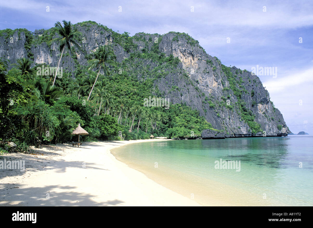 Filippine, Palawan Provincia, Malapacao Island Beach in arcipelago Bacuit Foto Stock