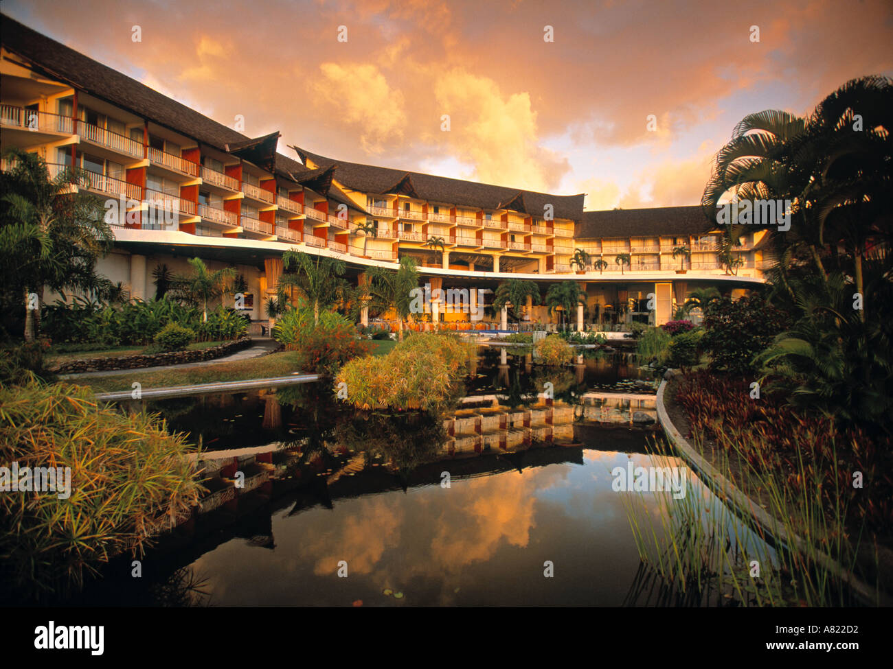 Hotel Le Meridien, Punaauia, Tahiti, Polinesia Francese Foto Stock