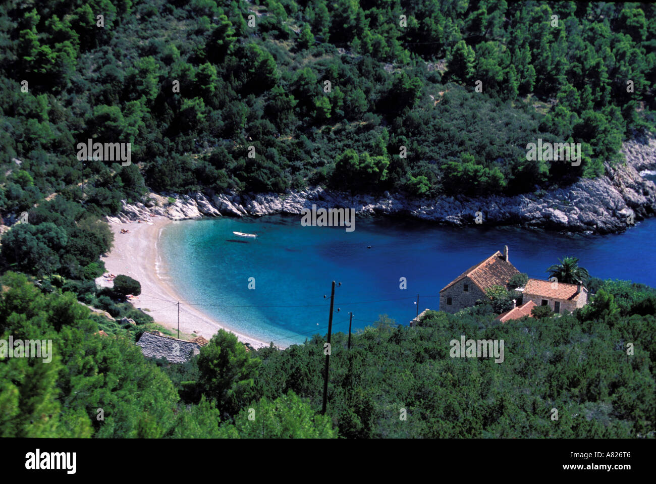 Croazia, Dalmazia Settentrionale, un beach sull'isola di Hvar Foto Stock