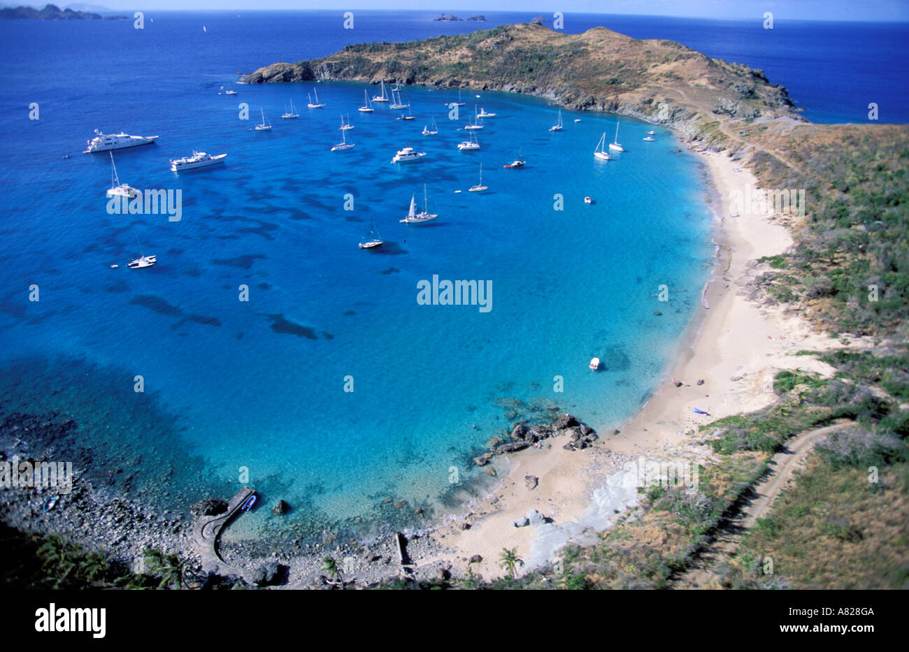 Francia, Guadalupa (Indie occidentali francesi), Saint Barthélémy isola (vista aerea) Foto Stock