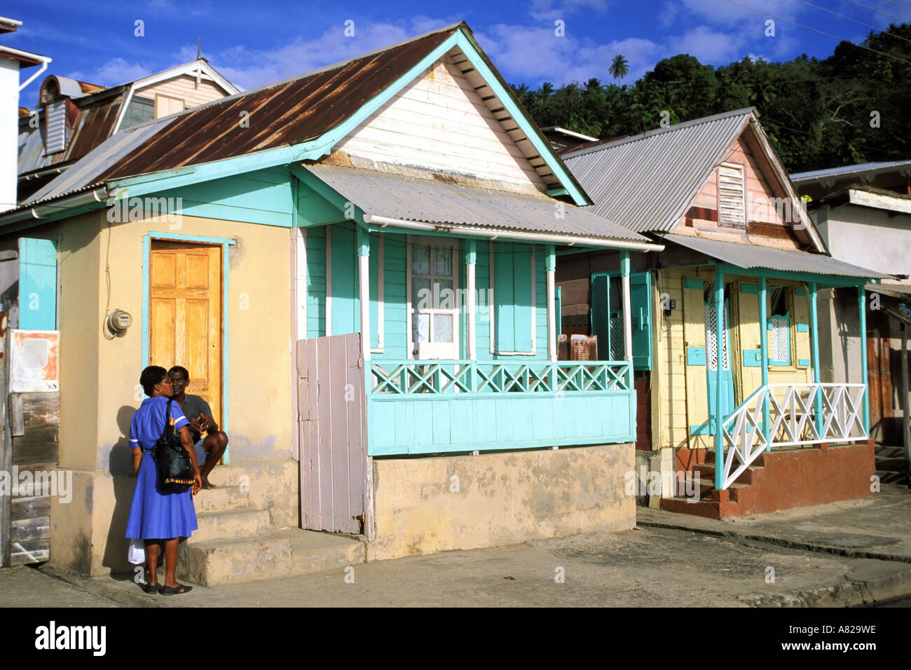 Saint Lucia, villaggio di Soufriere Foto Stock