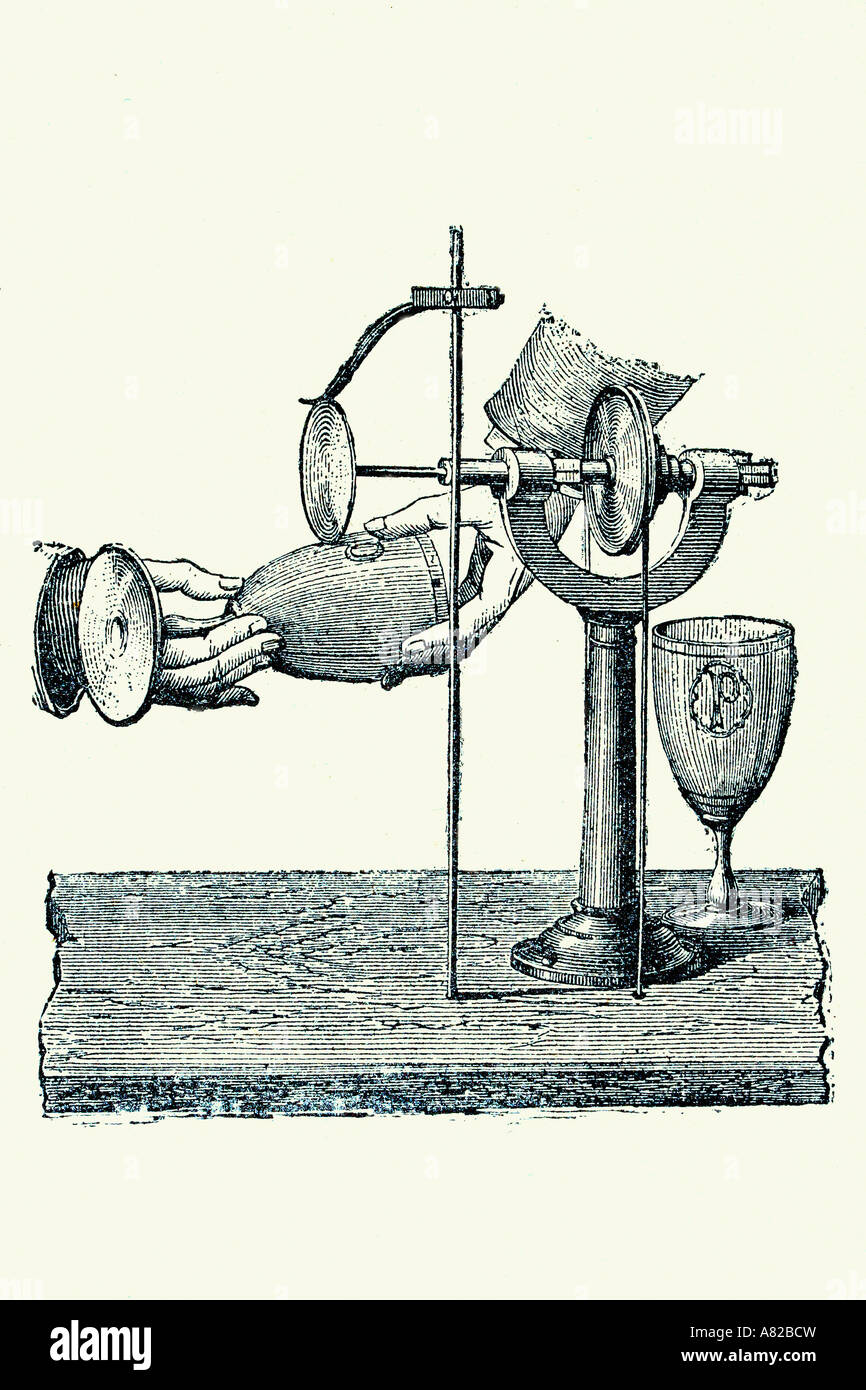 Tornio per incidere il cristallo. Illustrazione di antiquariato. 1900 Foto Stock