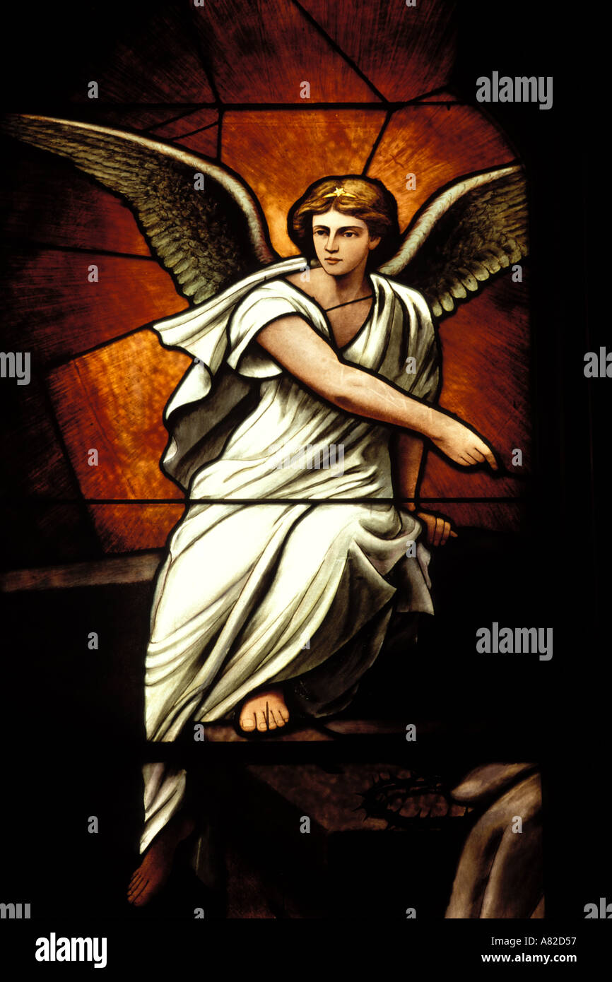 L'arte religiosa, Angelo, il vetro macchiato Foto Stock