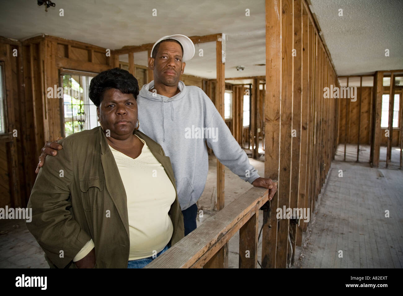 Home danneggiato dall'uragano Katrina Foto Stock