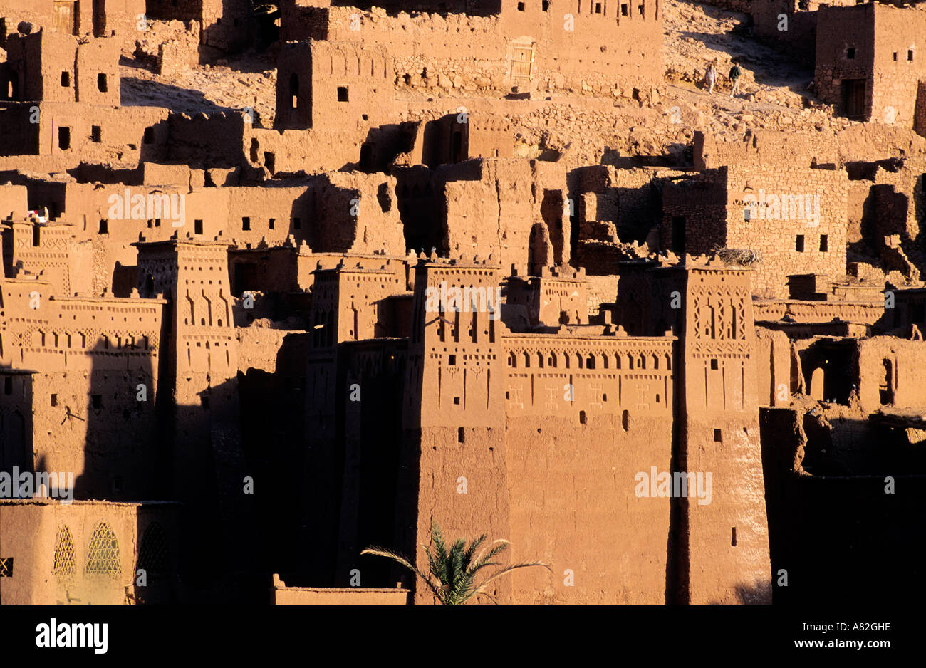 Il Marocco, Superiore Atlas, Dades Valley, il famoso Ait Benhaddou e la Kasbah, classificato come patrimonio mondiale dall' Unesco Foto Stock