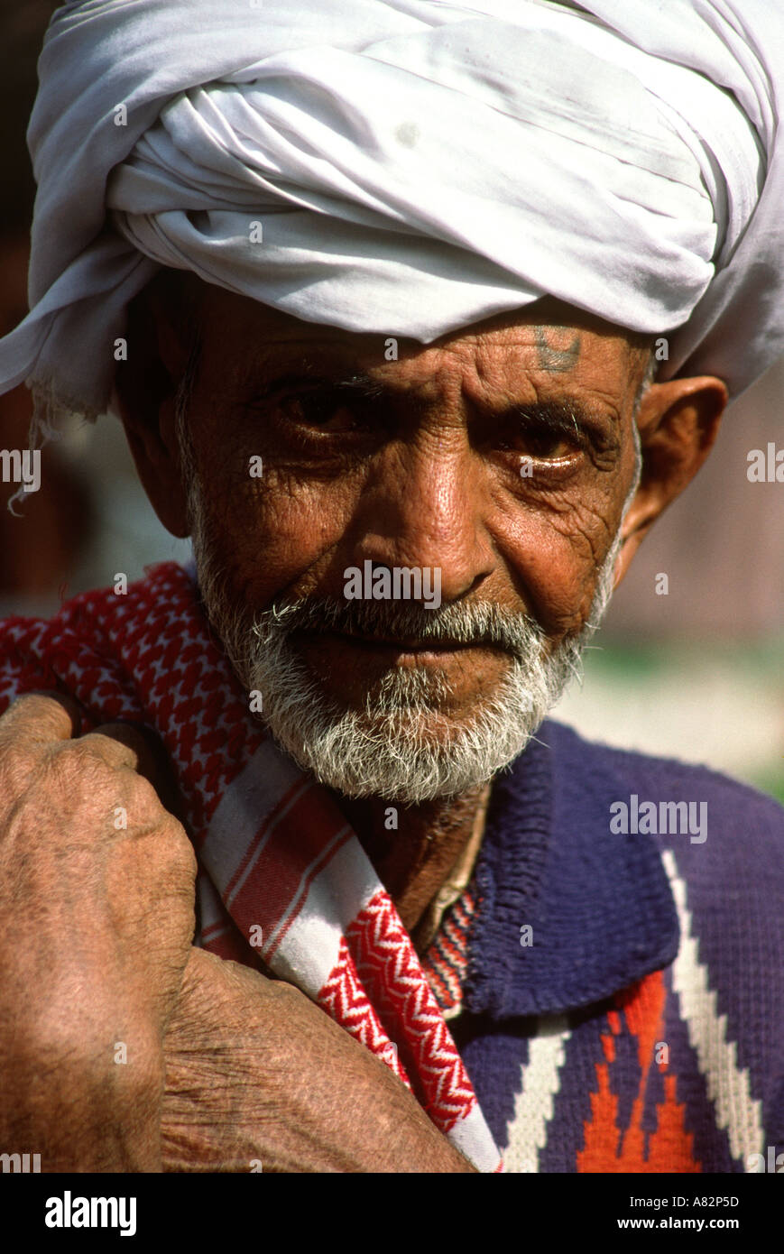Il Pakistan a sud Punjab Bahawalpur faccia del vecchio barbuto Punjabi uomo Foto Stock