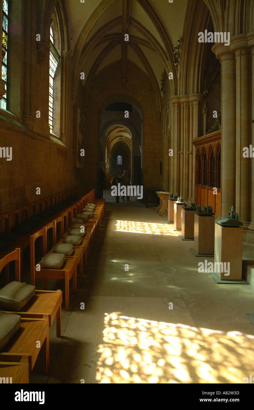 Corridoio laterale Southwell Minster xii xiv secolo cattedrale normanna NOTTINGHAMSHIRE REGNO UNITO Inghilterra GB Foto Stock