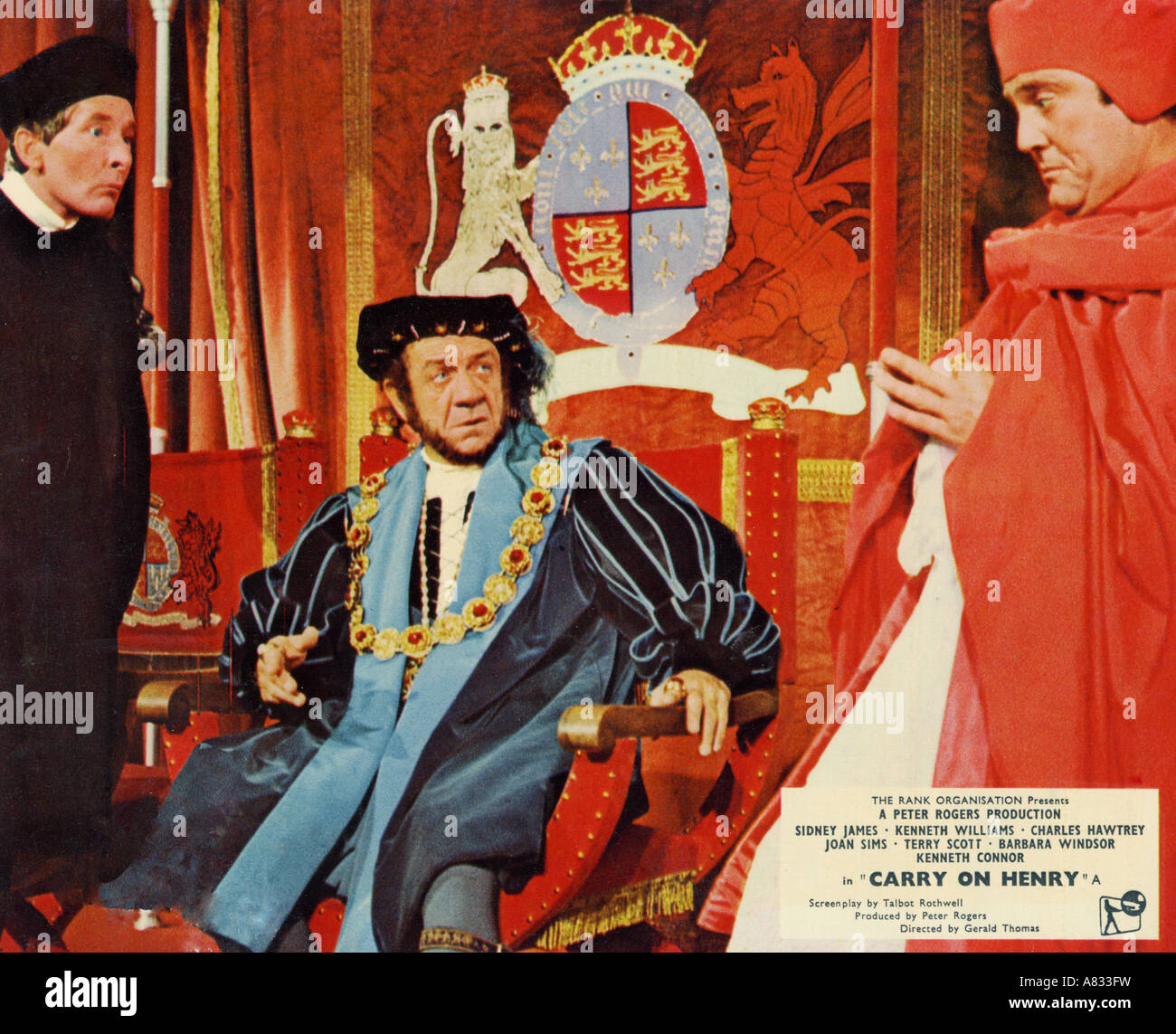 Portare su HENRY - 1971 Rank/Peter Rogers film con da sinistra Kenneth Williams, Sid James e Terry Scott Foto Stock