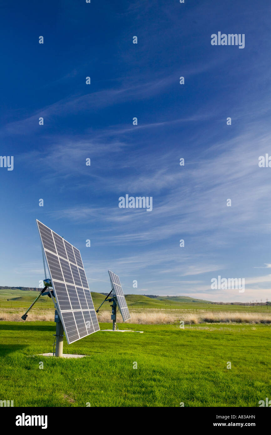 Pannelli solari trasformano la luce solare in elettricità Butte County in California Foto Stock