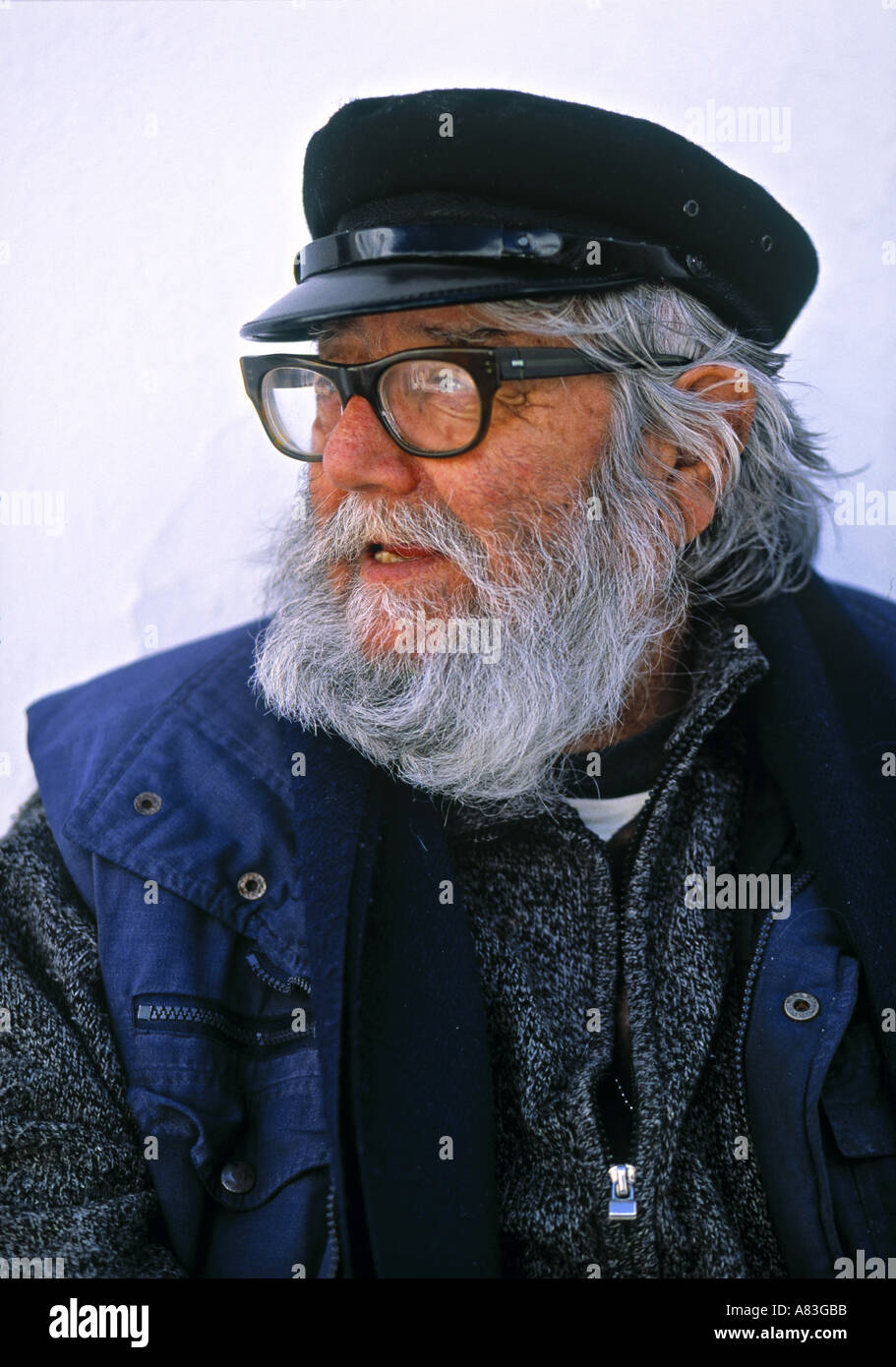 Uomo vecchio, Mykonos, Grecia Foto Stock