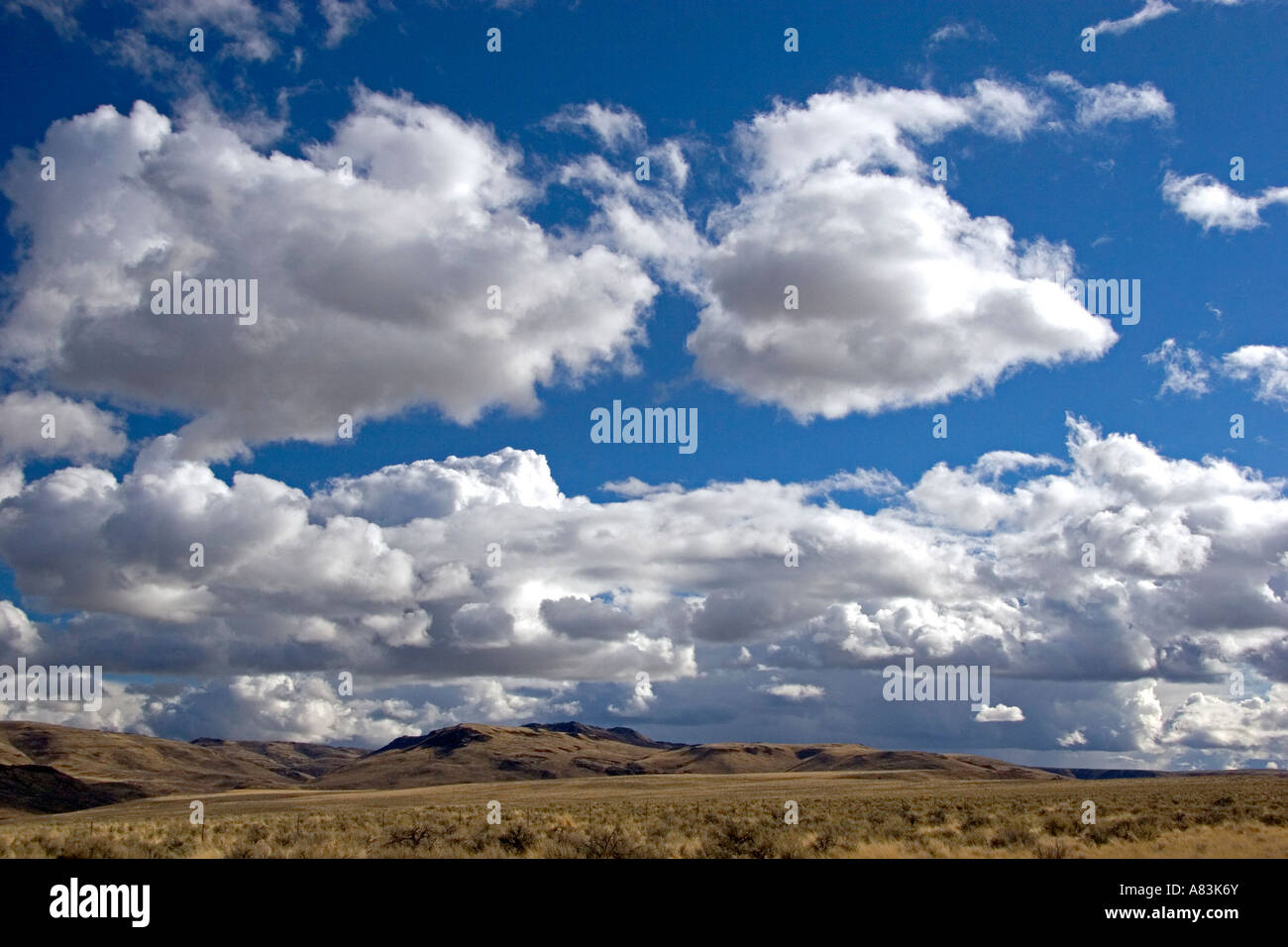 Nuvole basse sopra l'alto deserto a nord della Valle del Giordano Oregon Foto Stock