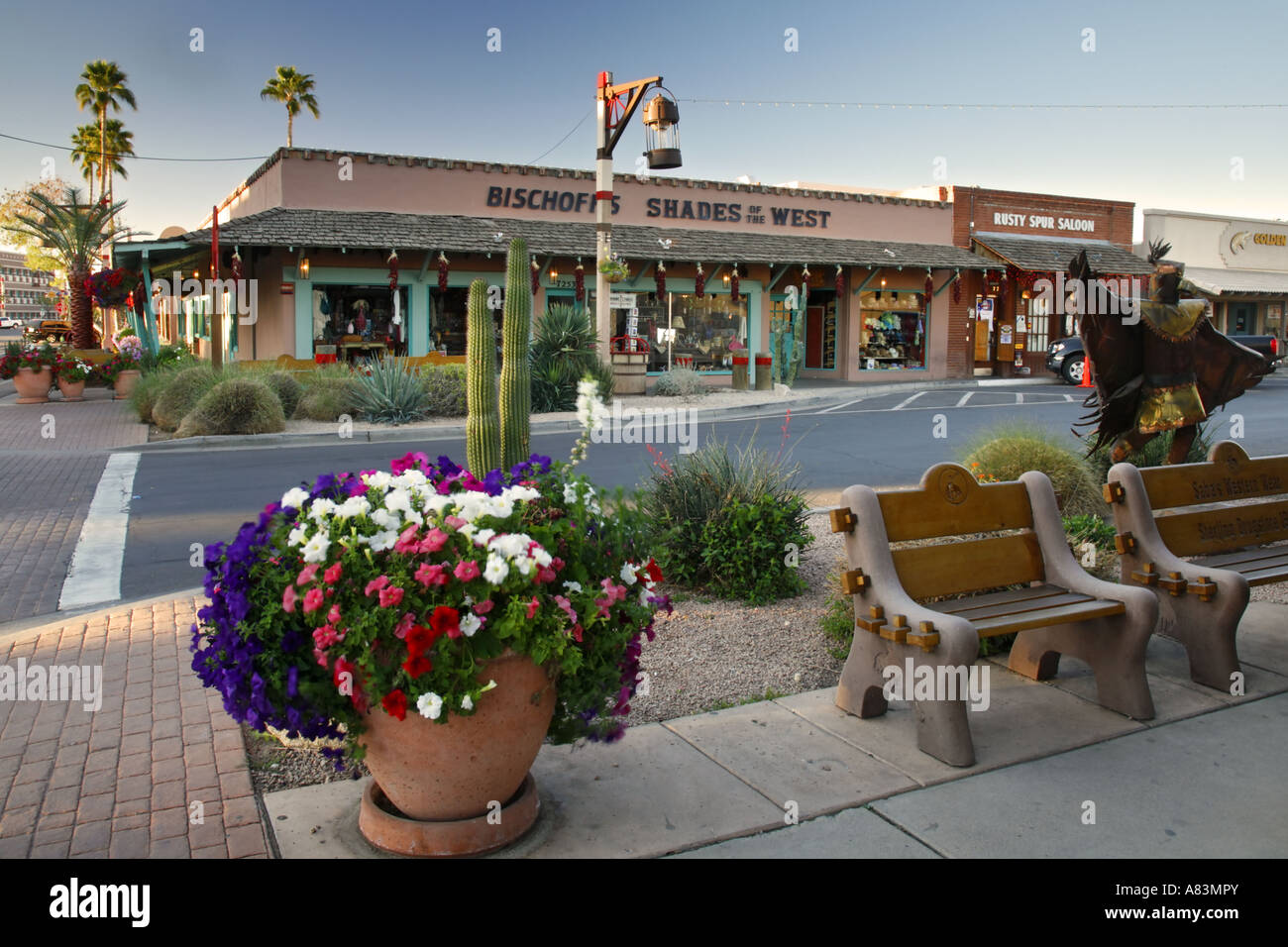 Negozi nella Città Vecchia di Scottsdale Arizona Foto Stock