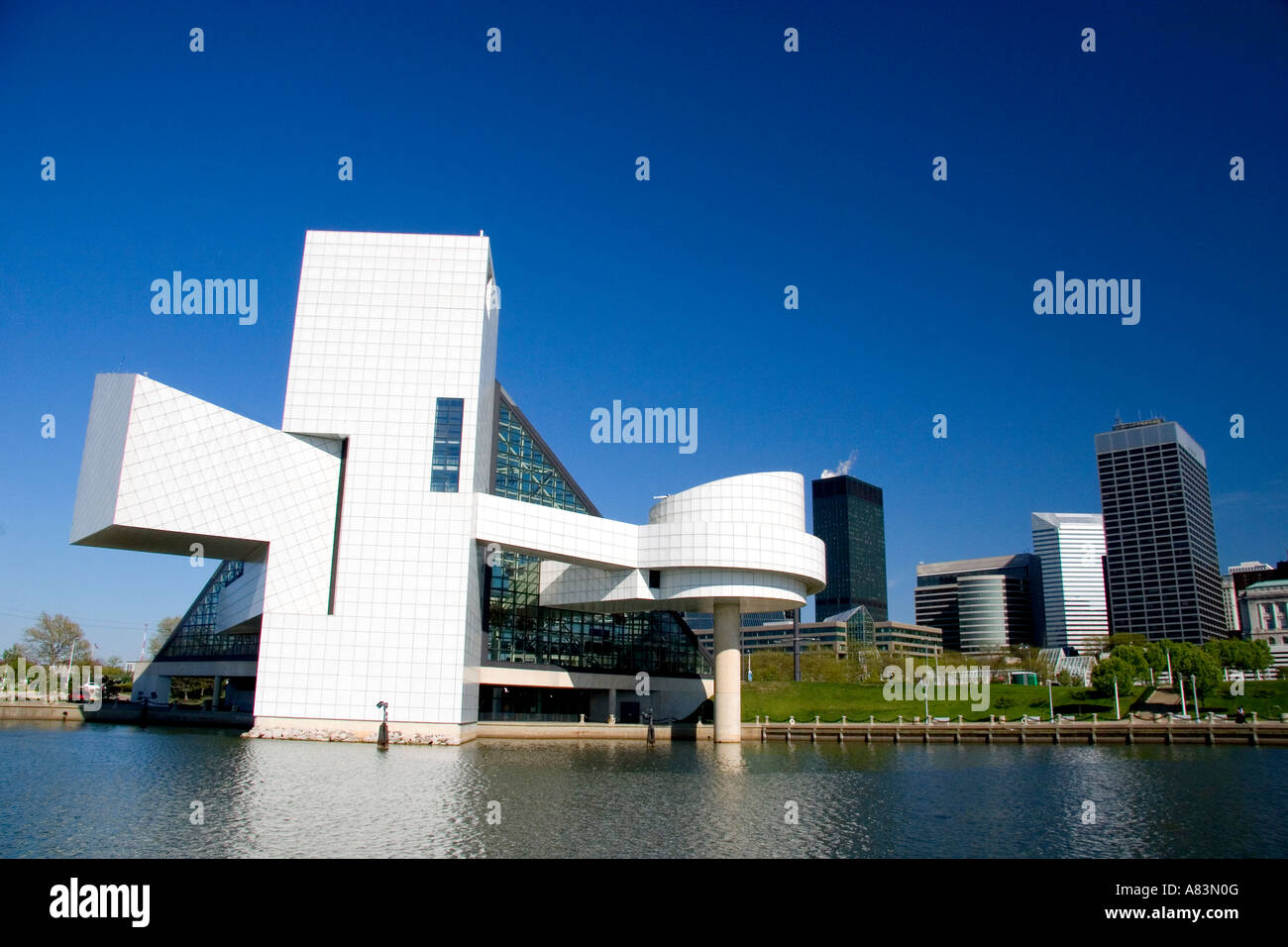 Il Rock and Roll Hall of Fame in Cleveland Ohio Foto Stock