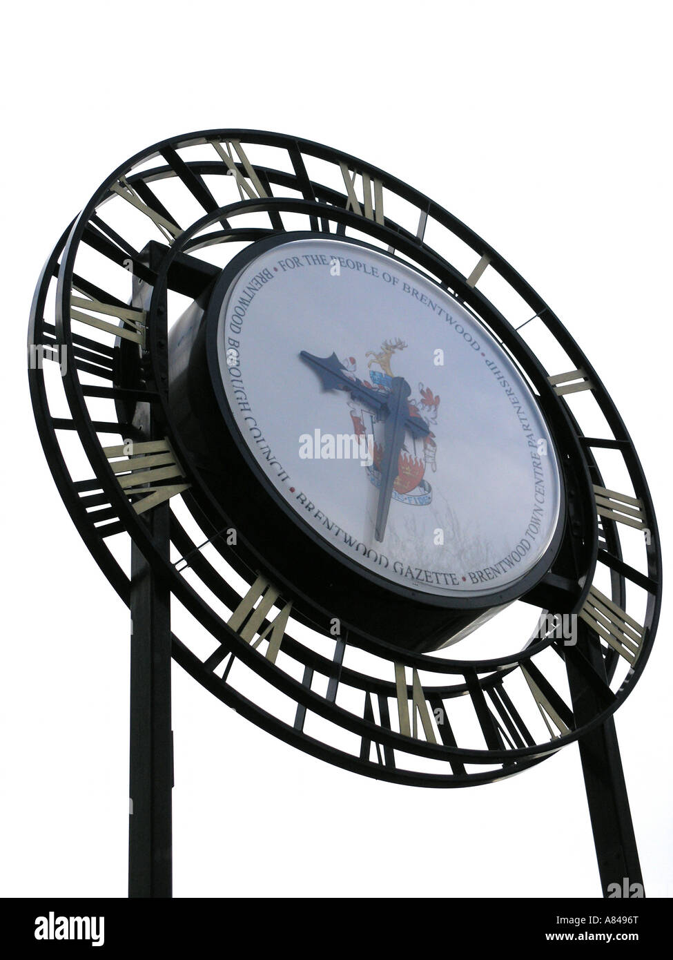 Brentwood essex town orologio con brentwod stemma Foto Stock