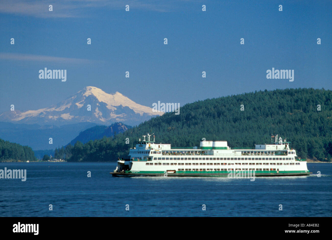 Traghetto crociera Kaleetan San Juan Islands Mt Baker in background Washington Foto Stock
